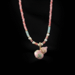 Chinese enamel drip glaze powder gourd pearl long necklace