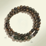 Green sandalwood double circle beaded bracelet for men and women, literary and artistic retro ethnic style