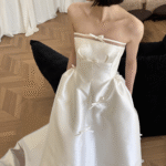 【Luz】French Satin Bow Girlish Wedding Dress G0003