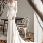 【Luz】High-end satin V-neck lace backless mermaid dress  Z0017