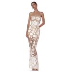 【Auroflora】summer rose strapless waist-length floral embroidered dress G0019