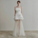 【Auroflora】Super Fairy Flower White Strapless Miniskirt Wedding Dress G0026