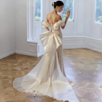 【Estrella】One-shoulder pearl embroidered sparkling mermaid wedding dress  G0009