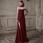 【Party Dress】Undercurrent · Wine Red Poetry--2025 New Light Luxury Tube Top Toast Dress  Z0036