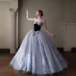 【Daydreaming】Blue light wedding dress with tube top and tutu skirt  G0037