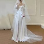【Whisper】French lace small train white retro simple wedding dress Z0028